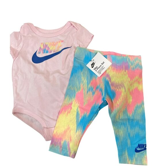 Nike Baby Girl 2-Piece Set Pink Onesie & Tie-Dye Leggings 6M NWT - Picture 1 of 5